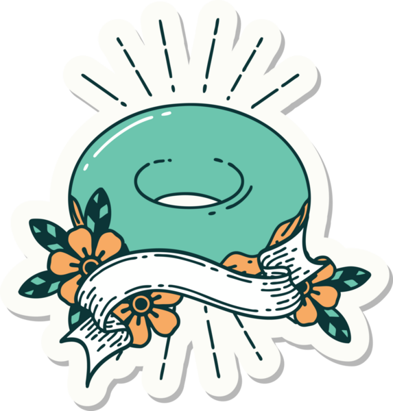 Bir insan tarafından çizilmiş dövme stili buzlu çörek.