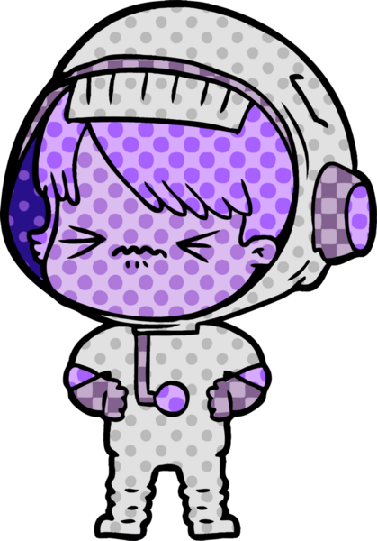 Bir insan tarafından çizilmiş kızgın uzay kızı.