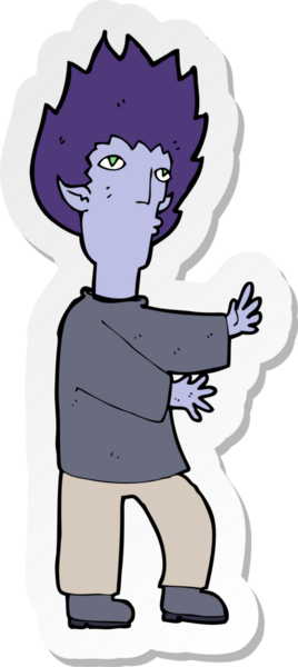 Bir insan tarafından çizilmiş bir vampir adamın çıkartması.