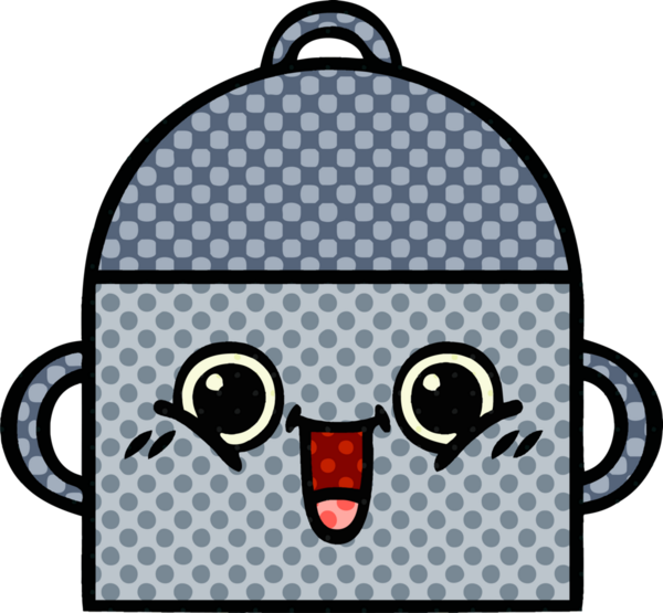 Bir insan tarafından çizilmiş yemek tenceresinin çizgi romanı.