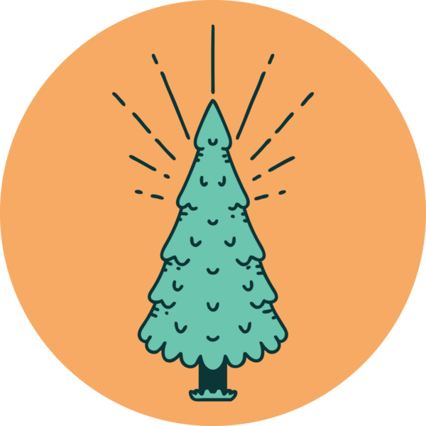 Bir insan tarafından çizilmiş çam ağacının dövme ikonu