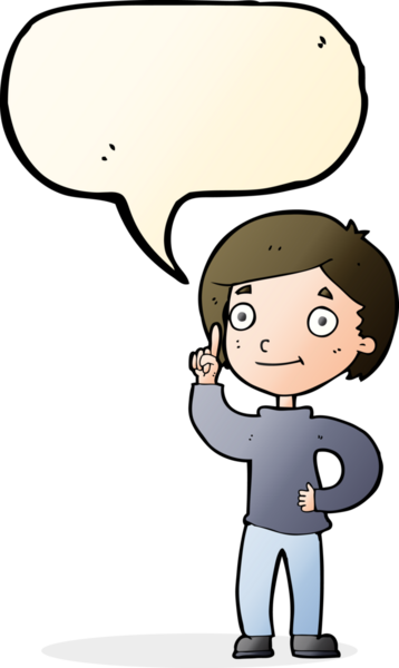 Bir insan tarafından çizilmiş konuşma baloncuğu fikri olan çizgi film çocuğu.