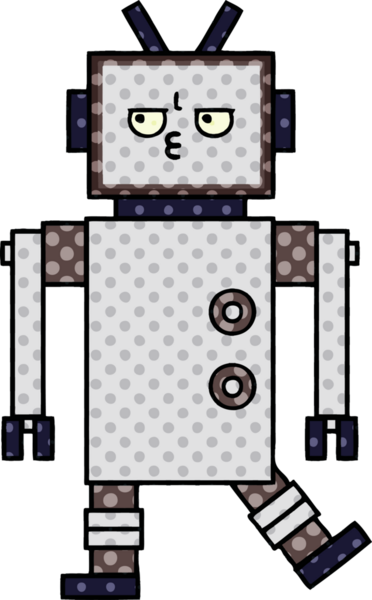 bir insan tarafından çizilmiş bir robotun çizgi roman tarzı