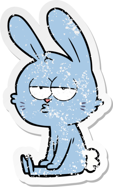 Bir insan tarafından çizilmiş şirin bir tavşanın sıkıntılı çıkartması.