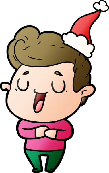 Bir insan tarafından çizilmiş Noel Baba şapkası giymiş bir adamın gradyan çizimi.