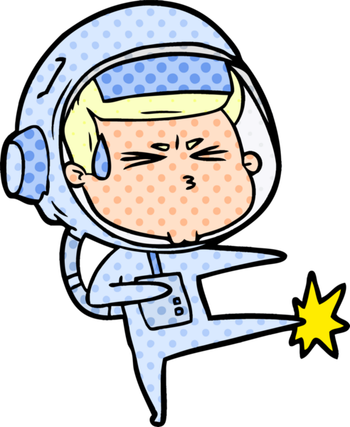 Çizgi film bir insan tarafından çizilmiş astronot.
