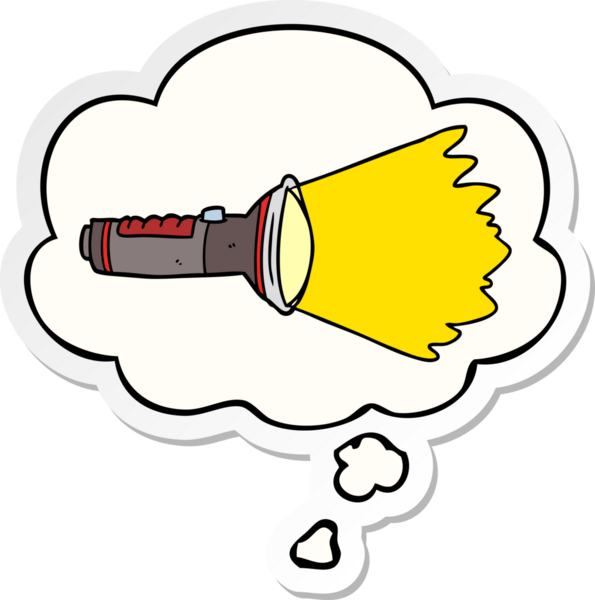 Düşünce baloncuklu karikatür elektrik meşalesi insan tarafından çizilmiş bir çıkartma.