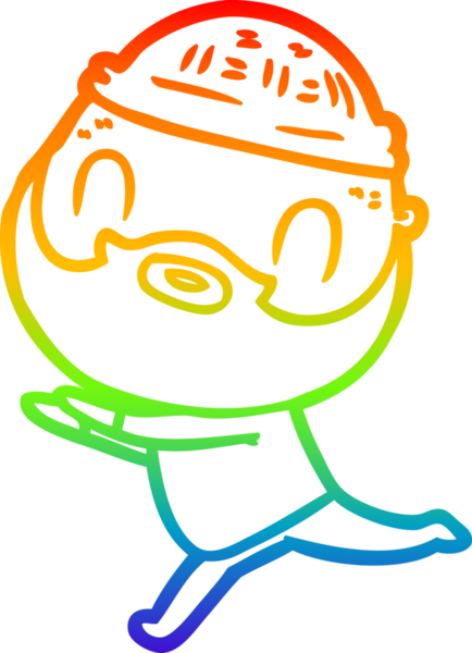 Gökkuşağı gradyan çizgi çizimi bir insan tarafından çizilmiş sakallı bir adamın