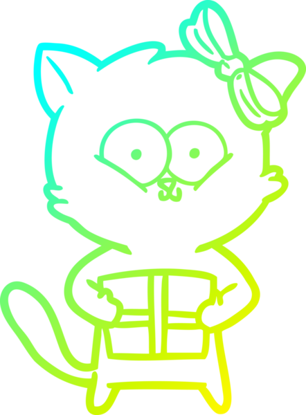 Bir insan tarafından çizilen çizgi film kedisinin soğuk gradyan çizgisi.