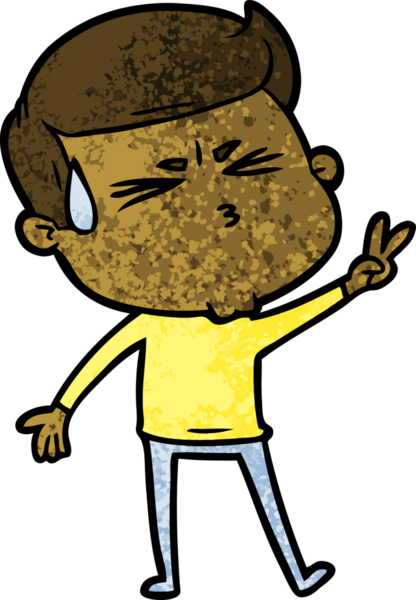 Bir insan tarafından çizilmiş terleyen çizgi film adamı.