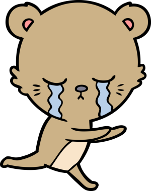 Bir insan tarafından çizilmiş ağlayan çizgi film ayısı.