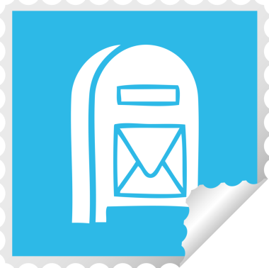 Bir insan tarafından çizilmiş bir posta kutusunun kare soyma etiketi