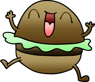 bir insan tarafından çizilmiş gölgeli mutlu hamburger.