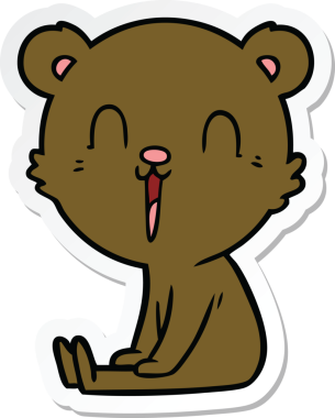 Bir insan tarafından çizilmiş mutlu çizgi film ayısının çıkartması.