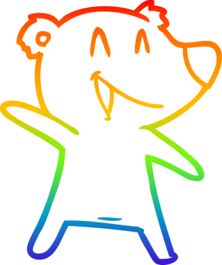 Gökkuşağı gradyan çizgisi Bir insan tarafından çizilmiş gülen ayı karikatürü