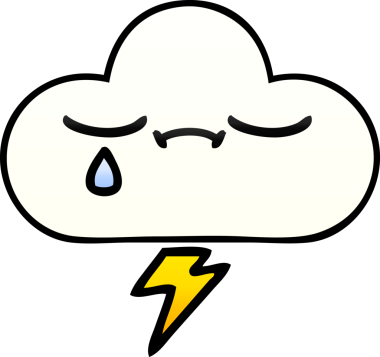 Bir insan tarafından çizilmiş gök gürültüsü bulutunun gölgelenmiş karikatürü