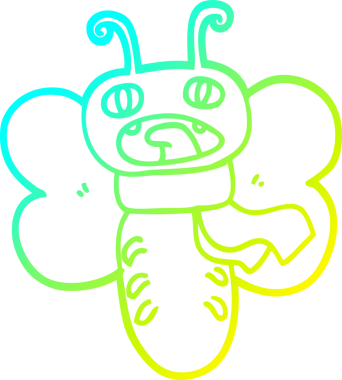 Bir insan tarafından çizilmiş komik bir kelebeğin soğuk gradyan çizgisi