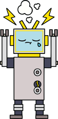 Bir insan tarafından çizilmiş ağlayan bir robot çizimi.