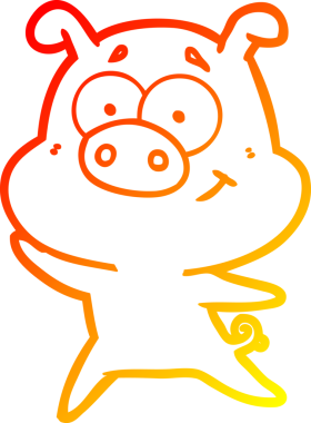 Bir insan tarafından çizilmiş mutlu çizgi film domuzu çizimi.