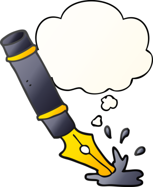 bir insan tarafından çizilmiş yumuşak eğimli düşünce baloncuklu dolmakalem.