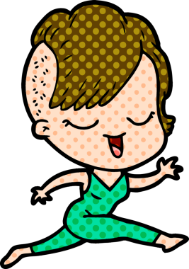 Bir insan tarafından çizilen mutlu çizgi film kızı.