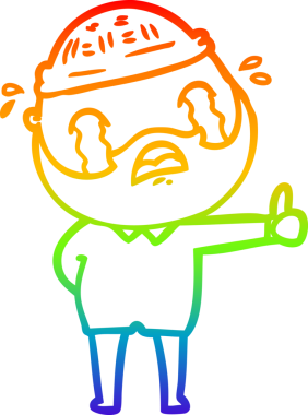 Bir insan tarafından çizilmiş ağlayan sakallı bir adamın çizimi.