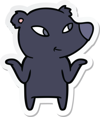 Bir insanın çizdiği omuzlarını silkeleyen şirin bir ayının çıkartması.