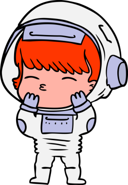 Bir insan tarafından çizilmiş meraklı astronot çizgi filmi.