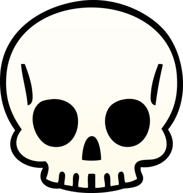 bir insan tarafından çizilmiş gölgelenmiş garip bir kafatası.