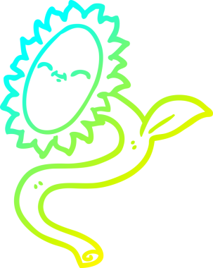 Bir insan tarafından çizilmiş bir ayçiçeğinin soğuk çizgi çizimi