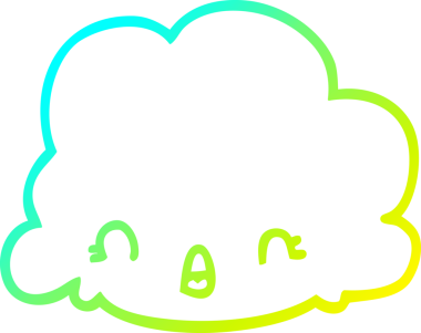 Bir insan tarafından çizilen karikatür bulutunun soğuk gradyan çizimi