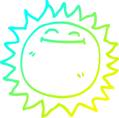 Bir insanın çizdiği parlayan güneşin soğuk çizgi çizimi.