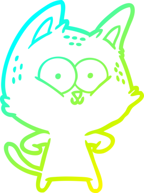 Bir insan tarafından çizilen çizgi film kedisinin soğuk gradyan çizgisi.