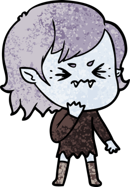 Bir insan tarafından çizilmiş kızgın vampir kız.