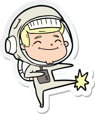 Bir insan tarafından çizilmiş mutlu bir astronotun çıkartması.