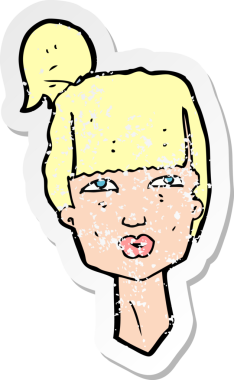 Bir insan tarafından çizilmiş bir karikatür kadın kafasının gerilimli çıkartması.