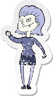 Bir insan tarafından çizilmiş vampir bir kızın gerilimli çıkartması.