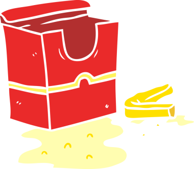 Bir insan tarafından çizilmiş düz renkli çizgi film kızartmaları.