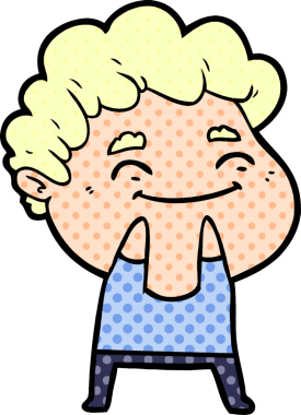 Bir insan tarafından çizilmiş çizgi film dostu bir adam.