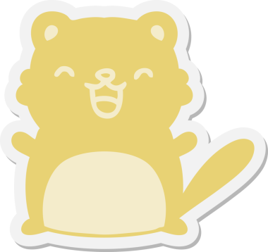 Bir insan tarafından çizilmiş şirin bir kedi çıkartması.