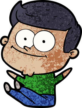 Bir insan tarafından çizilmiş mutlu bir adam.