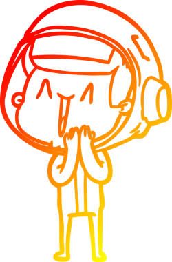 Bir insan tarafından çizilmiş mutlu bir astronotun sıcak çizgi çizimi