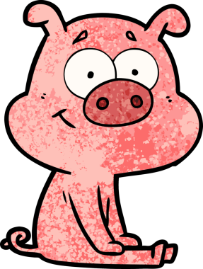 Bir insan tarafından çizilmiş mutlu çizgi film domuzu.