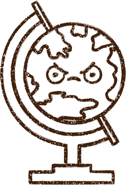 Bir insan tarafından çizilen Coğrafya Küresi Kömür Çizimi