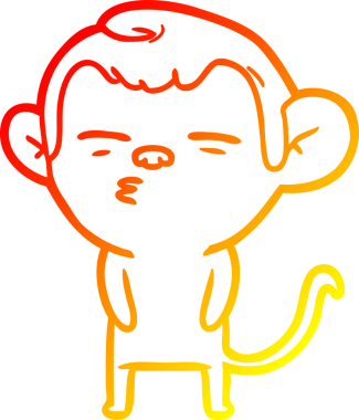 Bir insan tarafından çizilmiş şüpheli bir maymunun sıcak çizgi çizimi