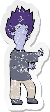 Bir insan tarafından çizilmiş vampir bir çizgi filmin gerilimli yapıştırması.