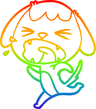 Gökkuşağı gradyan çizgisi bir insan tarafından çizilmiş şirin bir çizgi köpek havlaması.