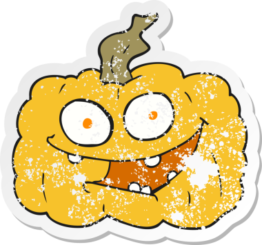 Bir insan tarafından çizilmiş balkabağı desenli bir karikatür çıkartması.