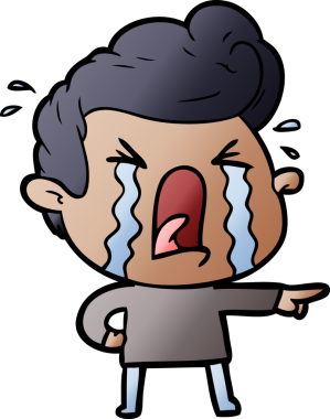 Bir insan tarafından çizilmiş ağlayan bir karikatür.