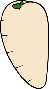 Bir insan tarafından çizilmiş karalama kökü sebzesi.